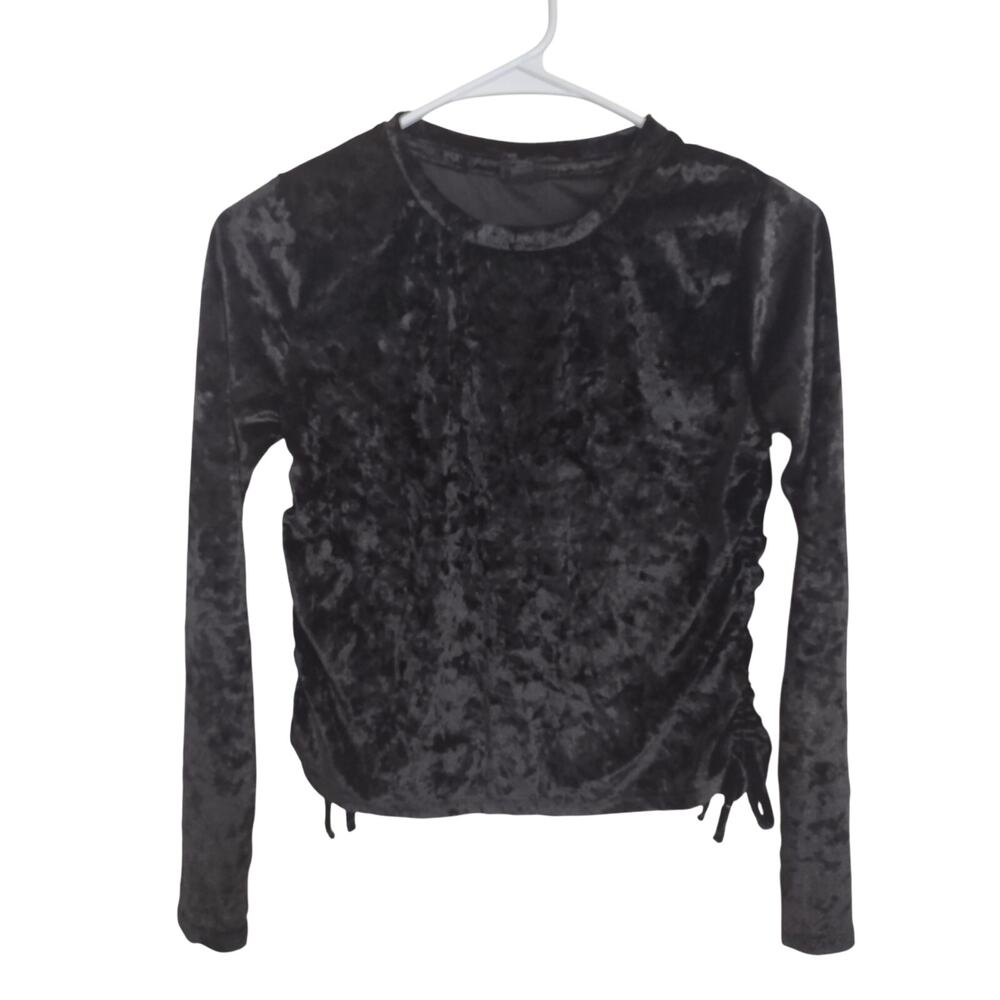 Crushed Velvet Top Ruched Sides Crop Top Girl's Size Large Women's XS Whimsigoth